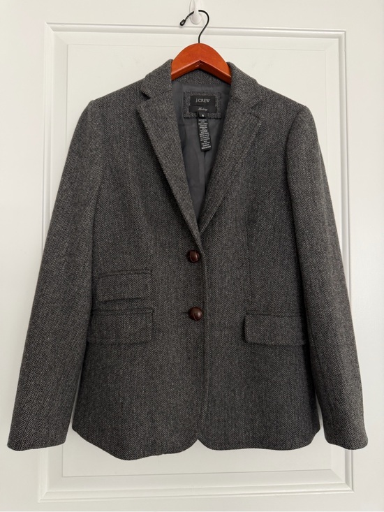 J. Crew Jackets & Blazers - J. Crew 100% Wool Hack ing Blazer in Gray Herringbone Size 6 Preppy Academia